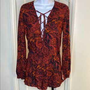 Bohemian Paisley Long Sleeve Romper